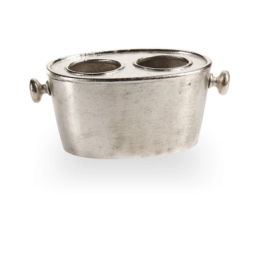 Raw Aluminum Two Bottle Wine Holder