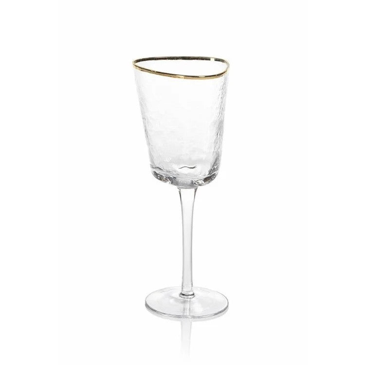Aperitivo Triangular Wine Glass, Clear w/ Gold Rim