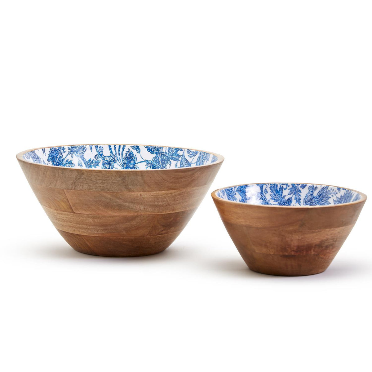 Blue Batik Wooden Bowls Set of 2