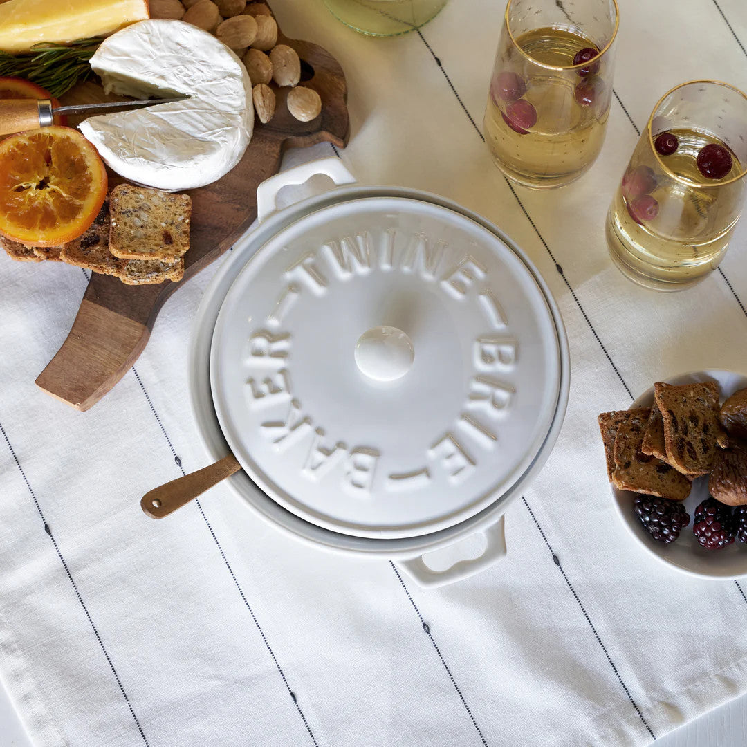 Ceramic Brie Baker & Acacia Wood Spreader