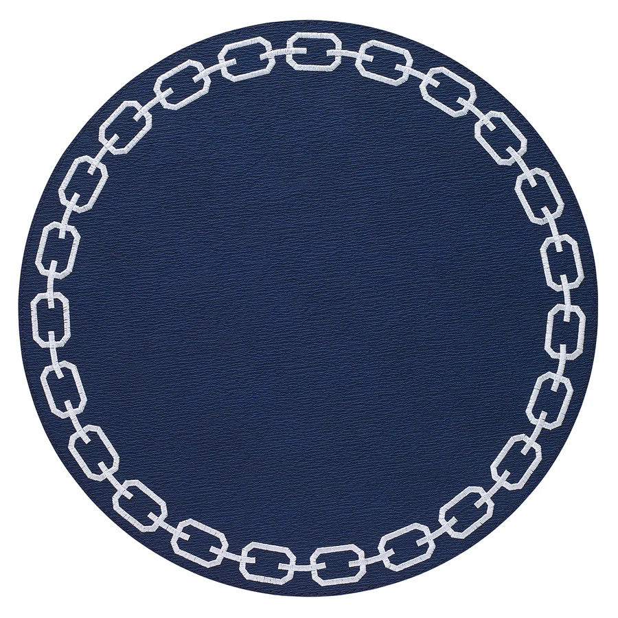 Chains 15" Round Navy/White Placemat