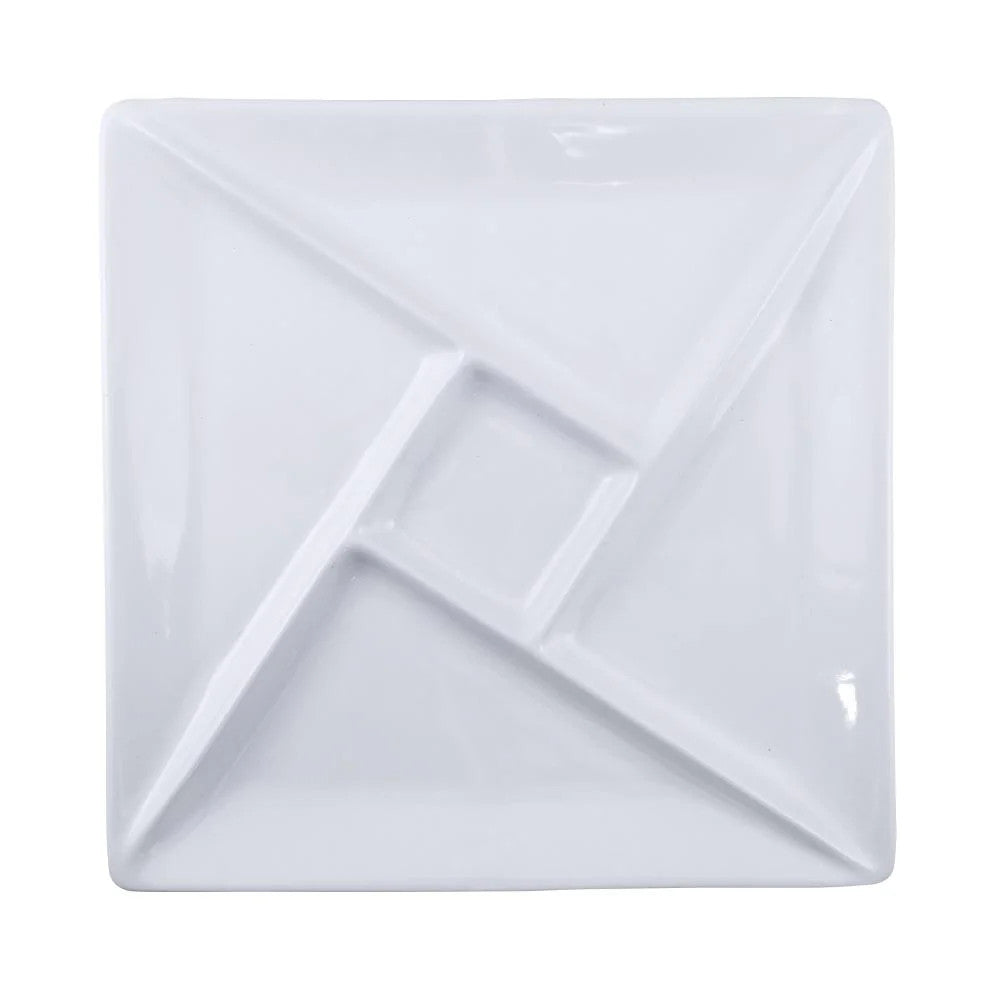 Fondue Porcelain Plates, Square, White, Set of 4