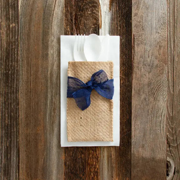 Navy Hand Tied Ribbon Cutlery Couture, Set of 8