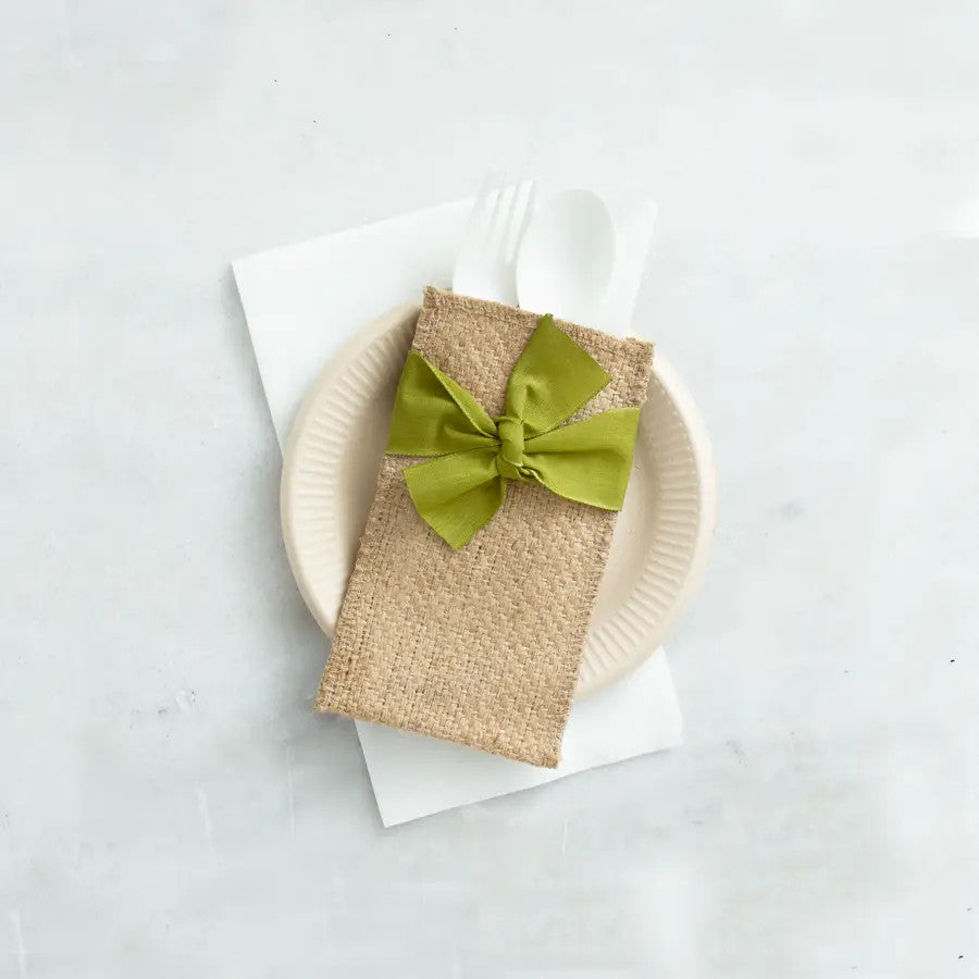 Green Hand Tied Ribbon Cutlery Couture, Set of 8