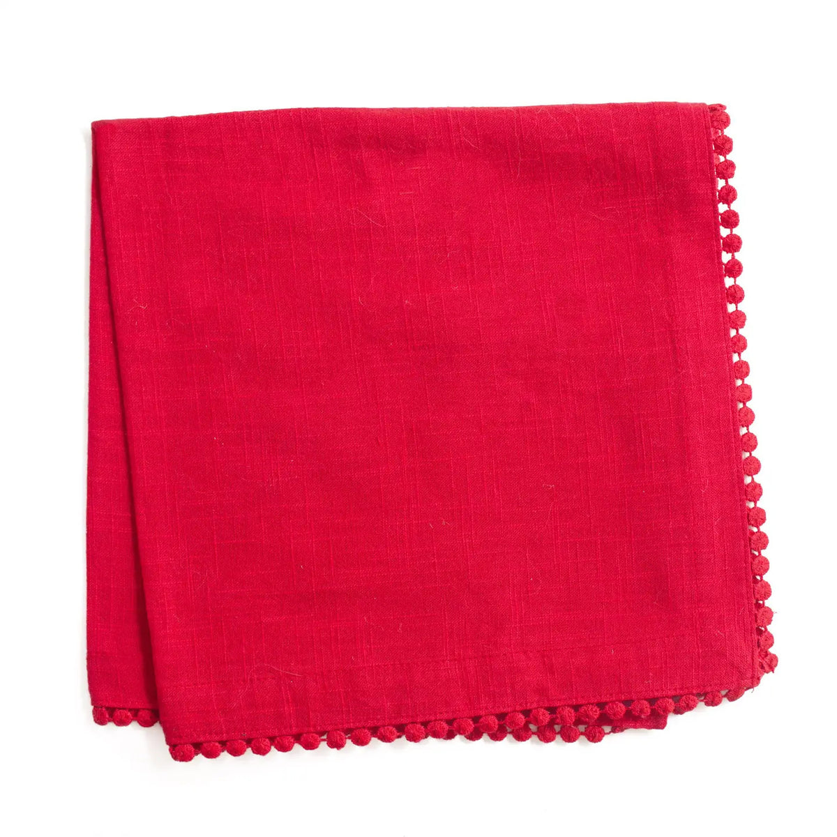 Cotton Lace Trimmed Cloth Napkin - Red - Set of 4