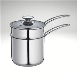 Mini Double Boiler Set w/ Glass Lid, 1.6 qt., 5.5" dia.