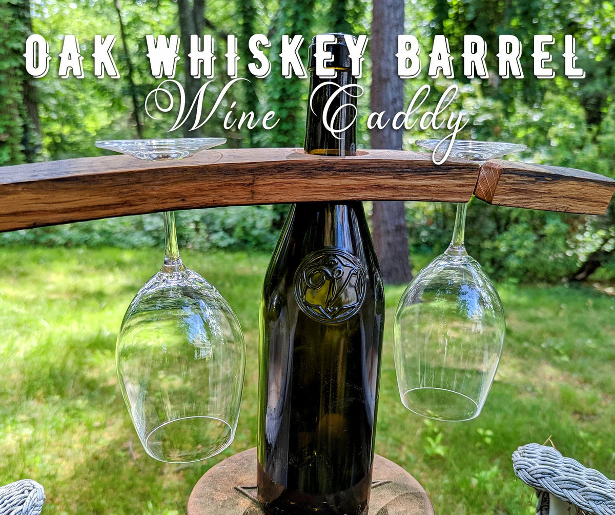 Wine Barrel Glass Caddy Reclaimed Wood Bottle Topper