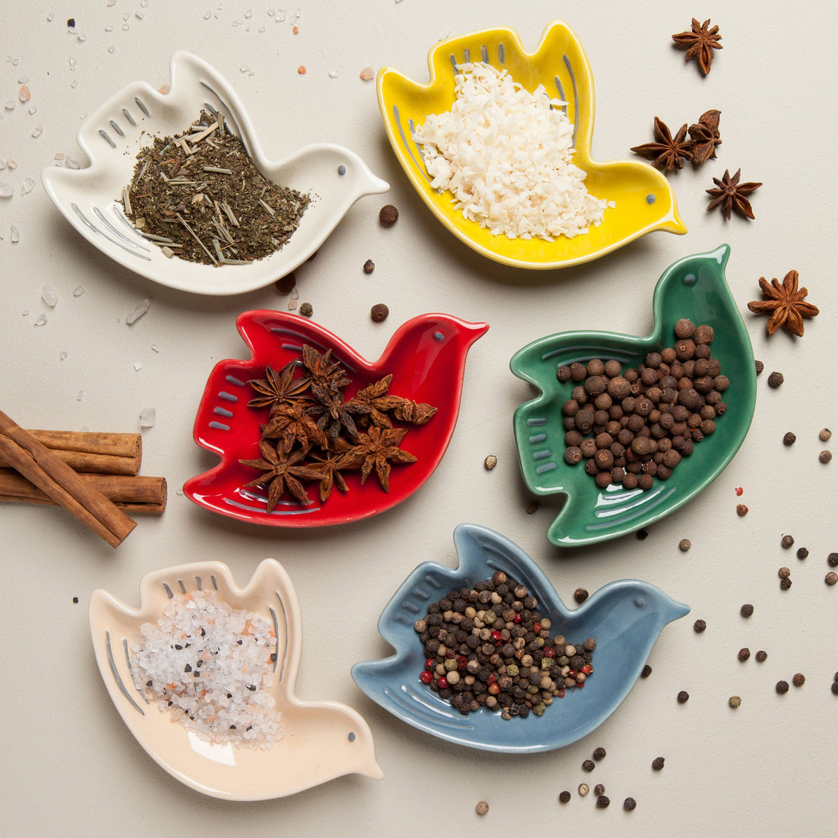 Bird Shaped Pinch Bowl Set of 6