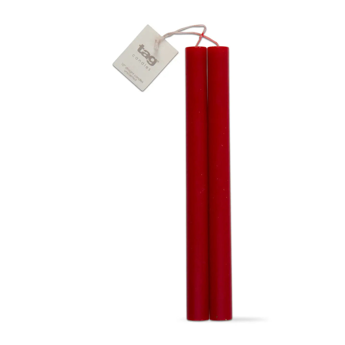10 in Straight Taper Candle Set of 2 - Red, Unscented