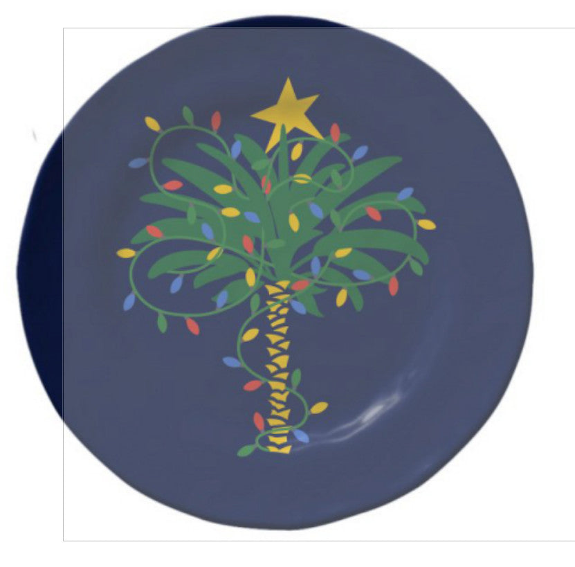 @Holiday Lights Appetizer Plate - Palm Tree