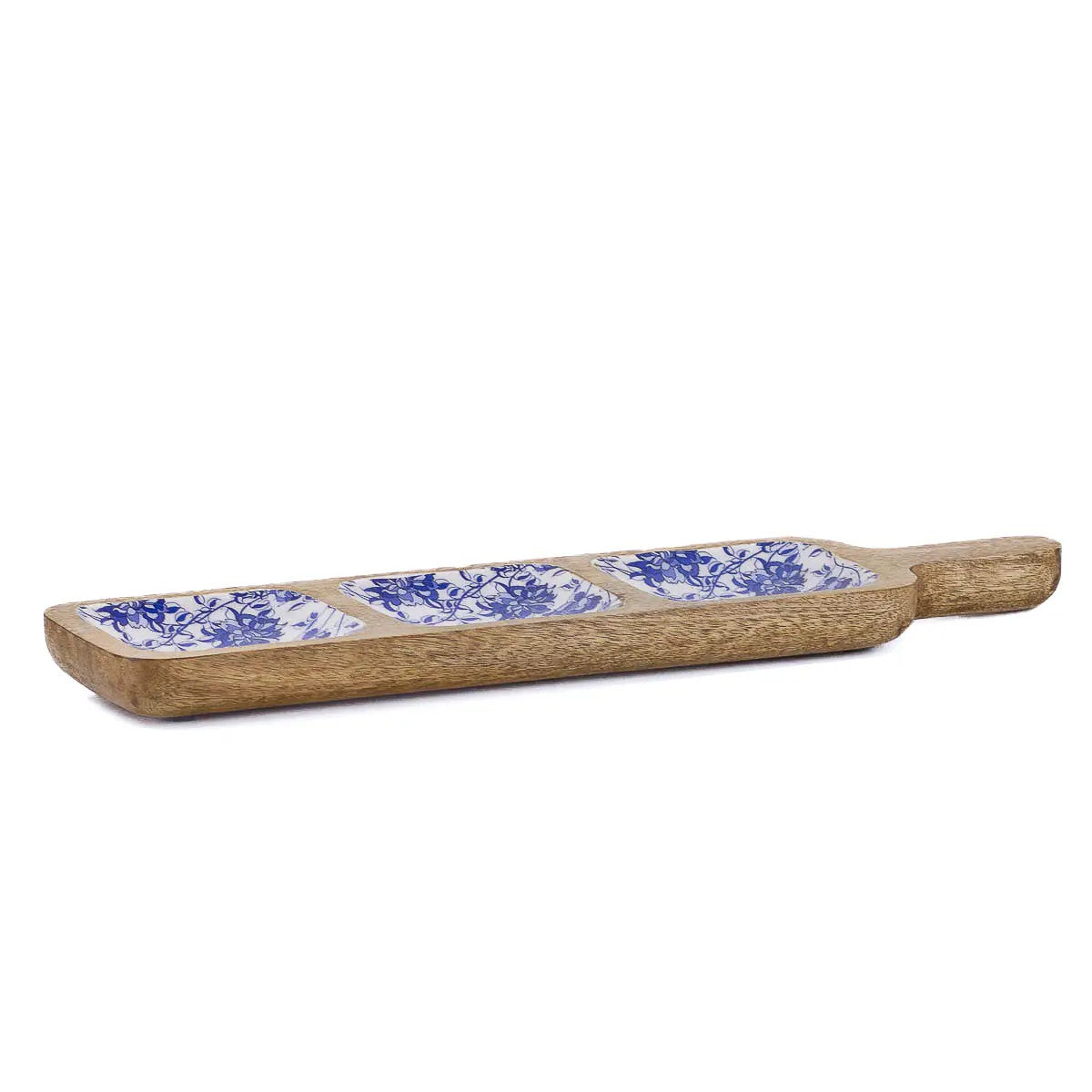 Bella Tri-Server Natural/Blue/White 18x5.25x1