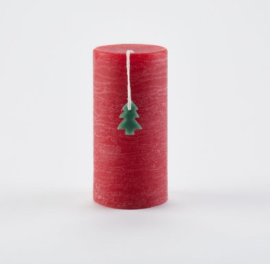 Red Rustic Tree Candle 4x5
