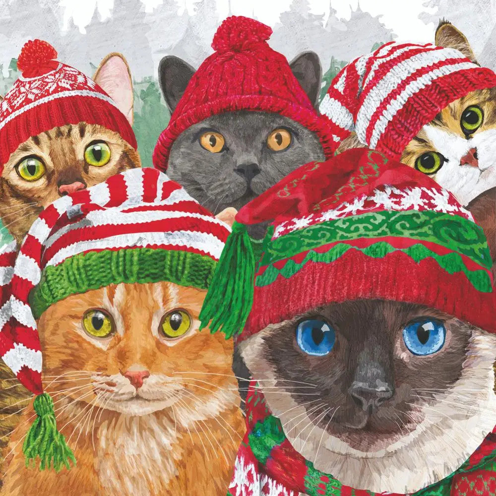 Christmas Cats in Hats Luncheon Napkins