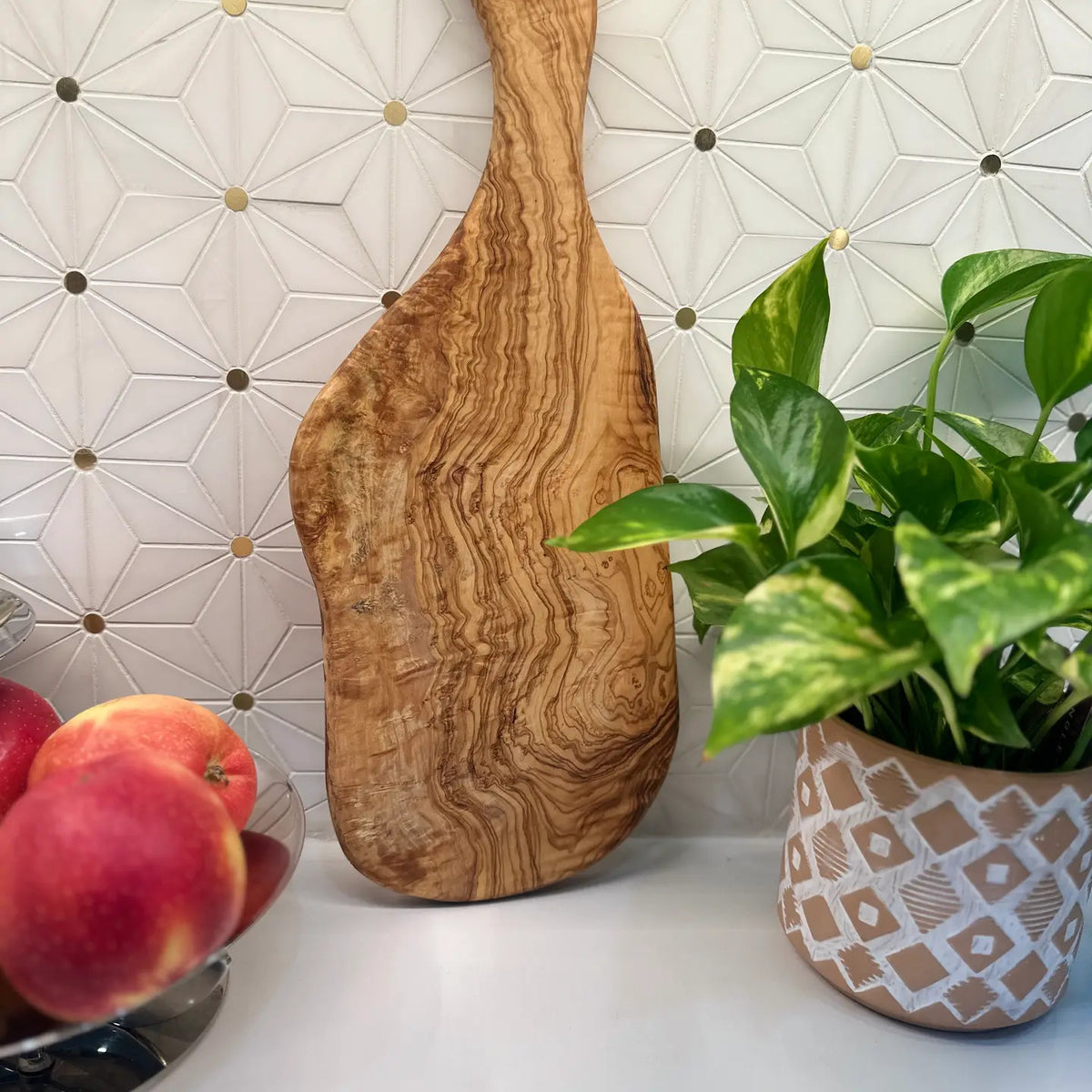 Olive Wood Long Handle Cheese Board
