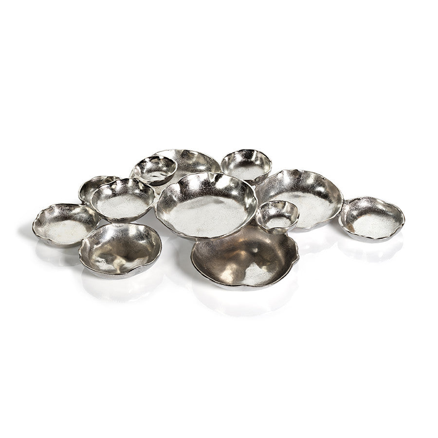 Cluster of Twelve Nickel Serving Bowls-Round