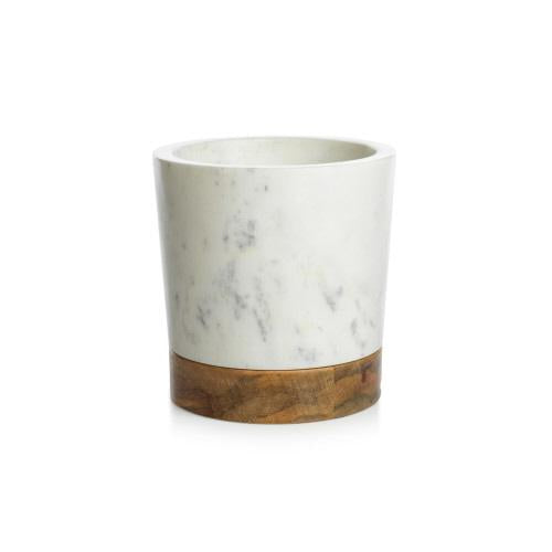 Wood & White Marble Ice Bucket/Wine Cooler*