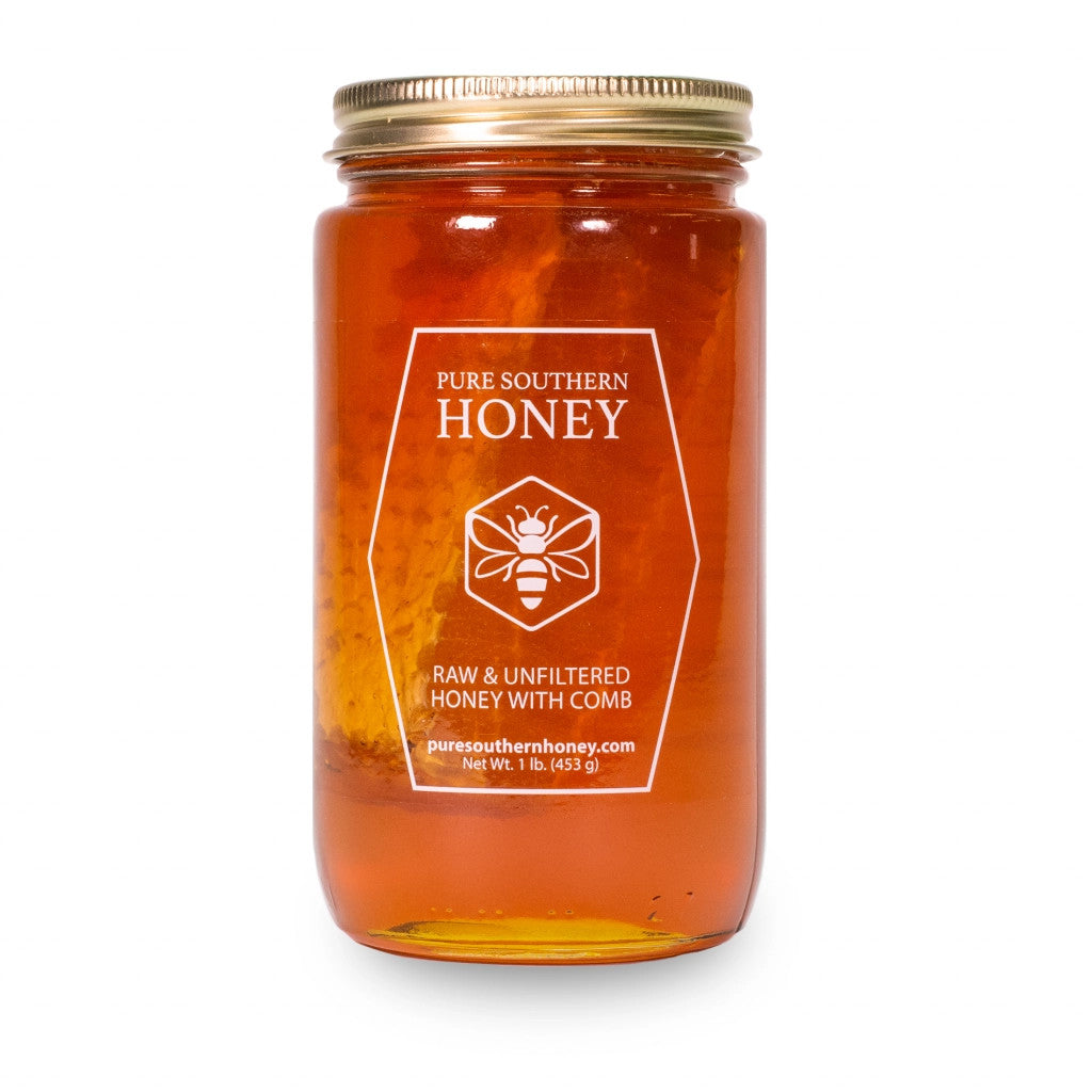 Honey with Comb 1 lb (12 Jars) Raw, Unfiltered, Unheated