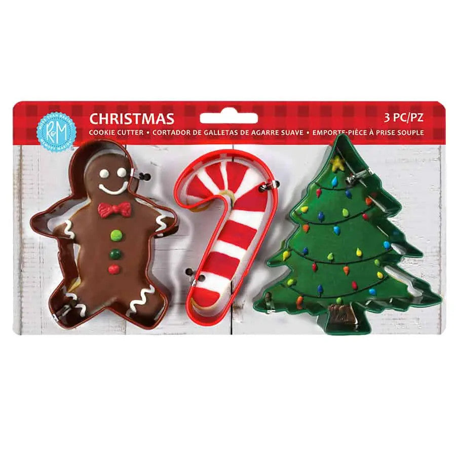 Christmas 3 Pc Color Cookie Cutter Carded Set