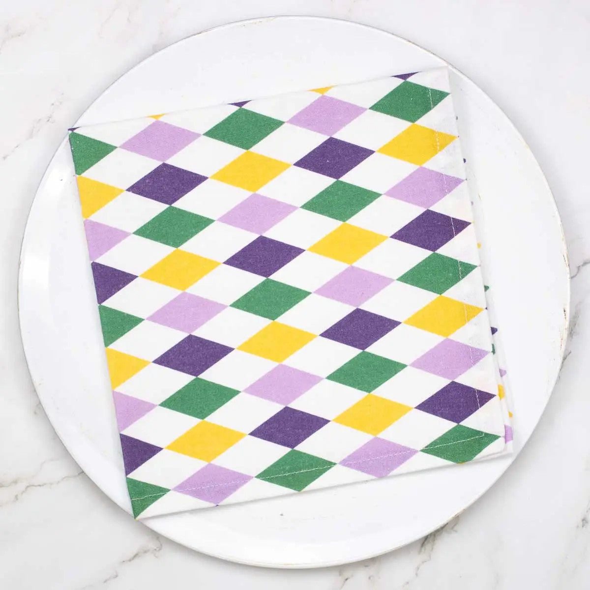 Mardi Gras Harlequin Napkin White/Multi 18x18