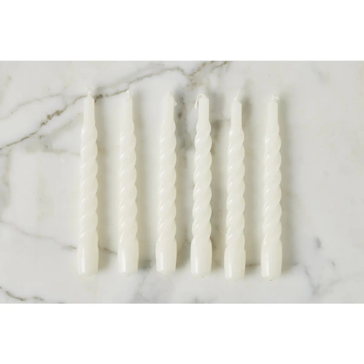 White Twisted Taper Candles, Set of 6