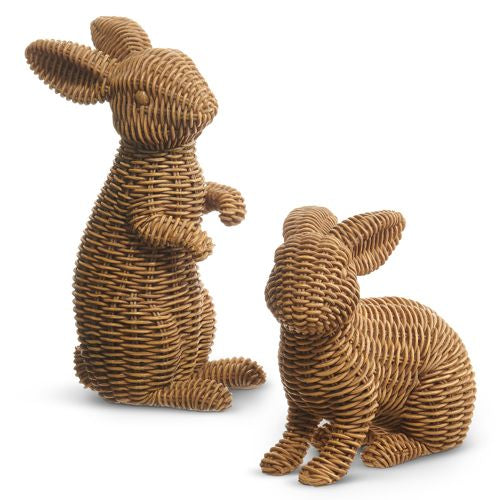 Brown Basketweave Rabbits, Set of 2