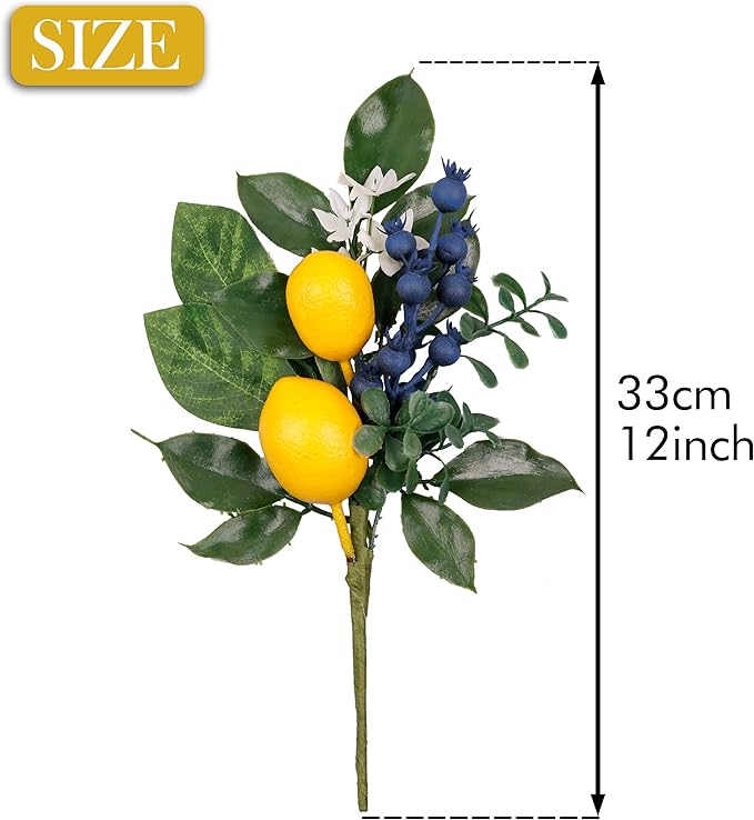 Lemon, Blueberry and Green Leaves 12" Pick