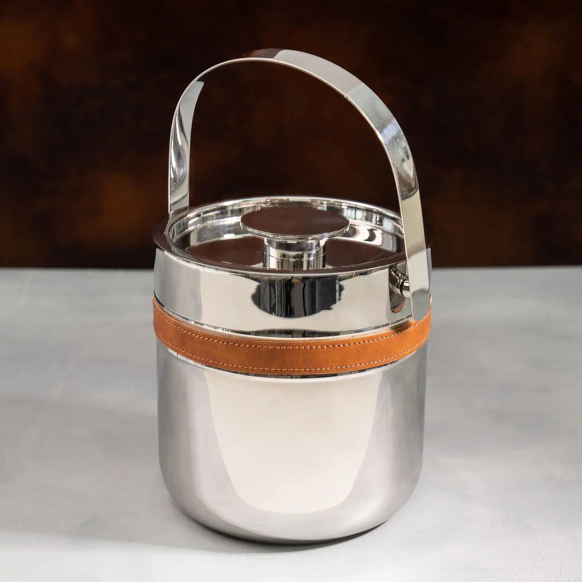@Leather Ice Bucket - 8x7x7.5"