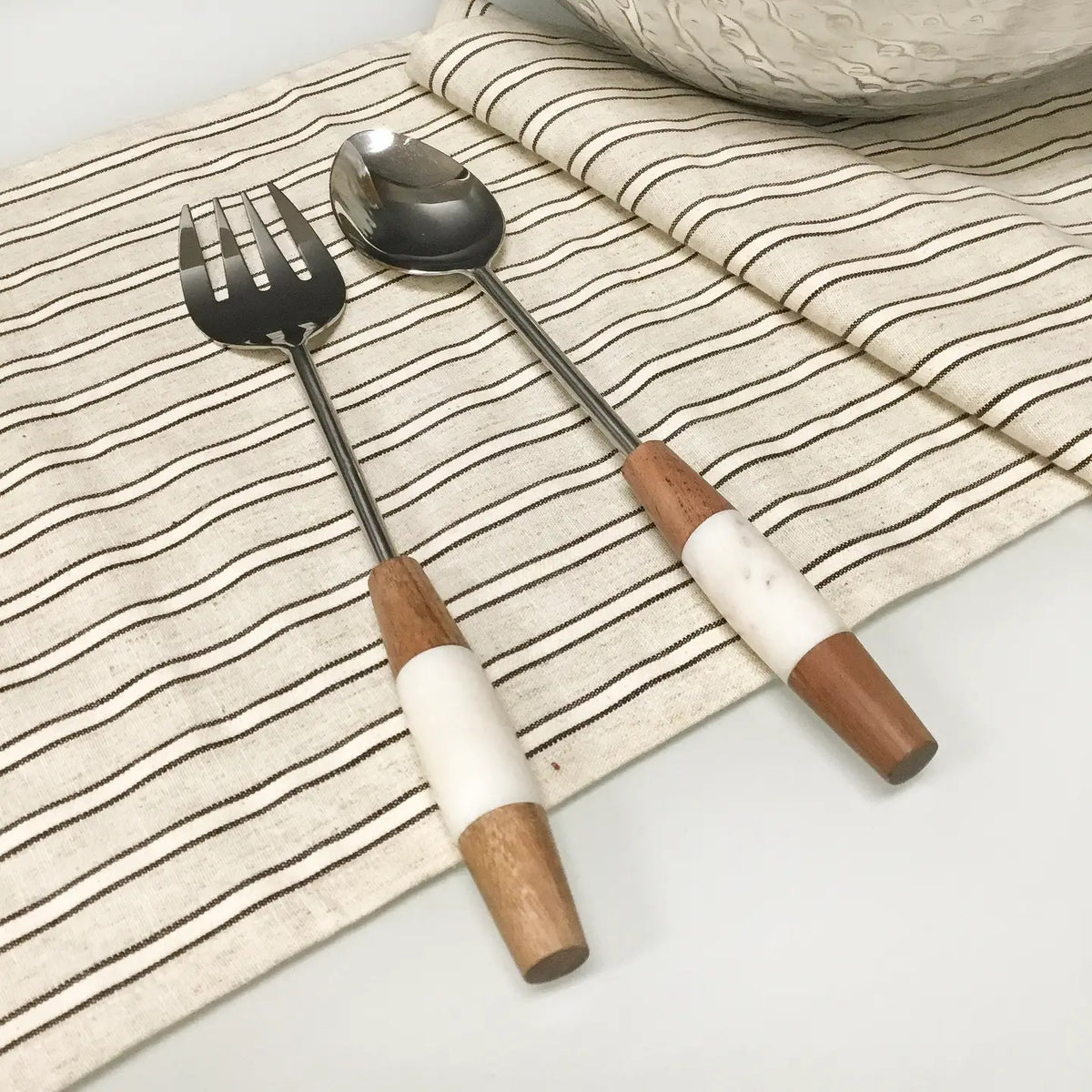 Marble & Wood Salad Servers