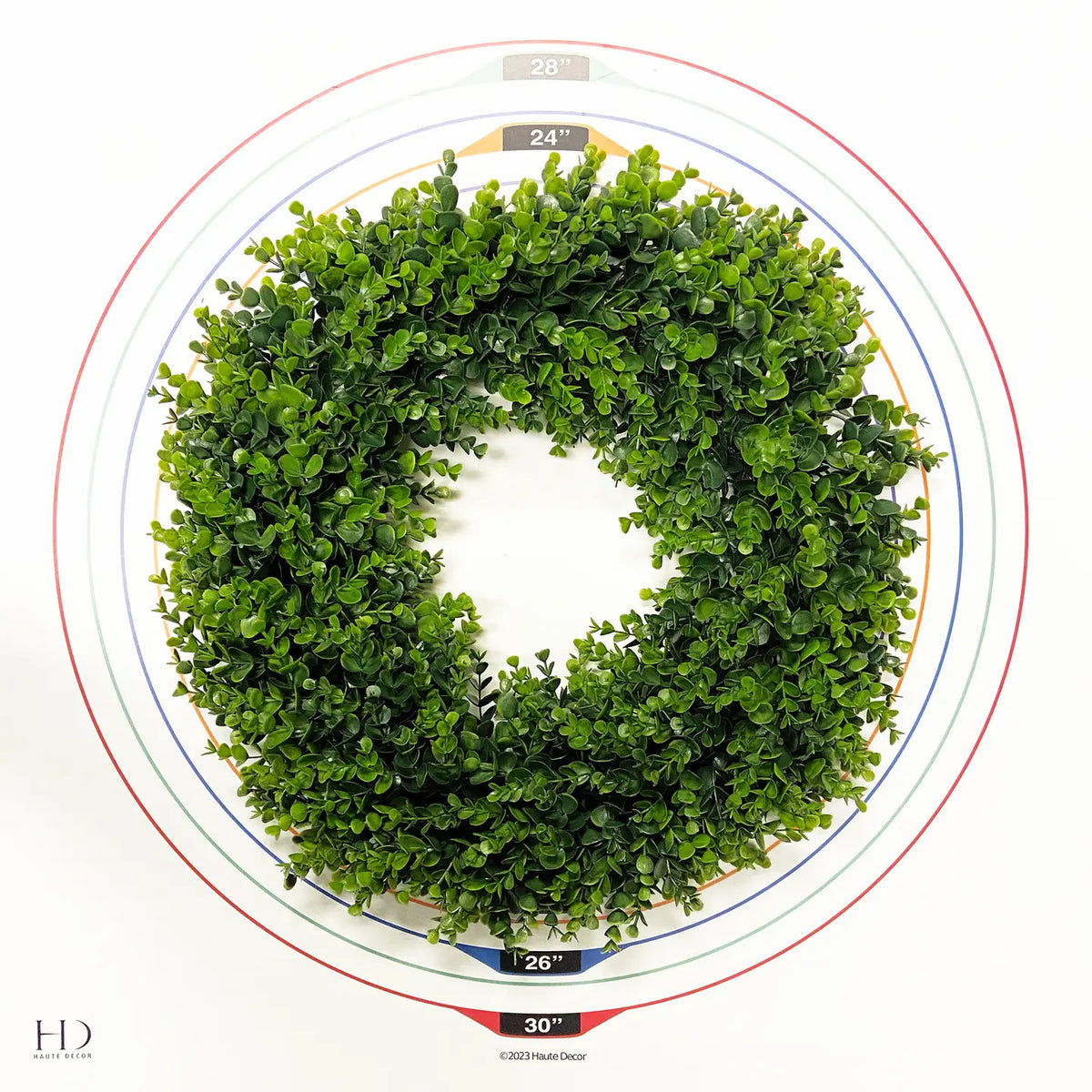 24 Inch Artificial Boxwood Wreath with Natural Grapevine