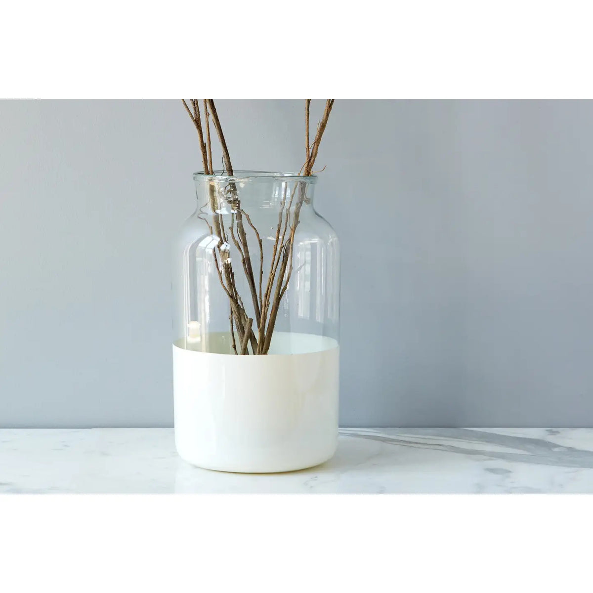 White Colorblock Mason Jar, Large