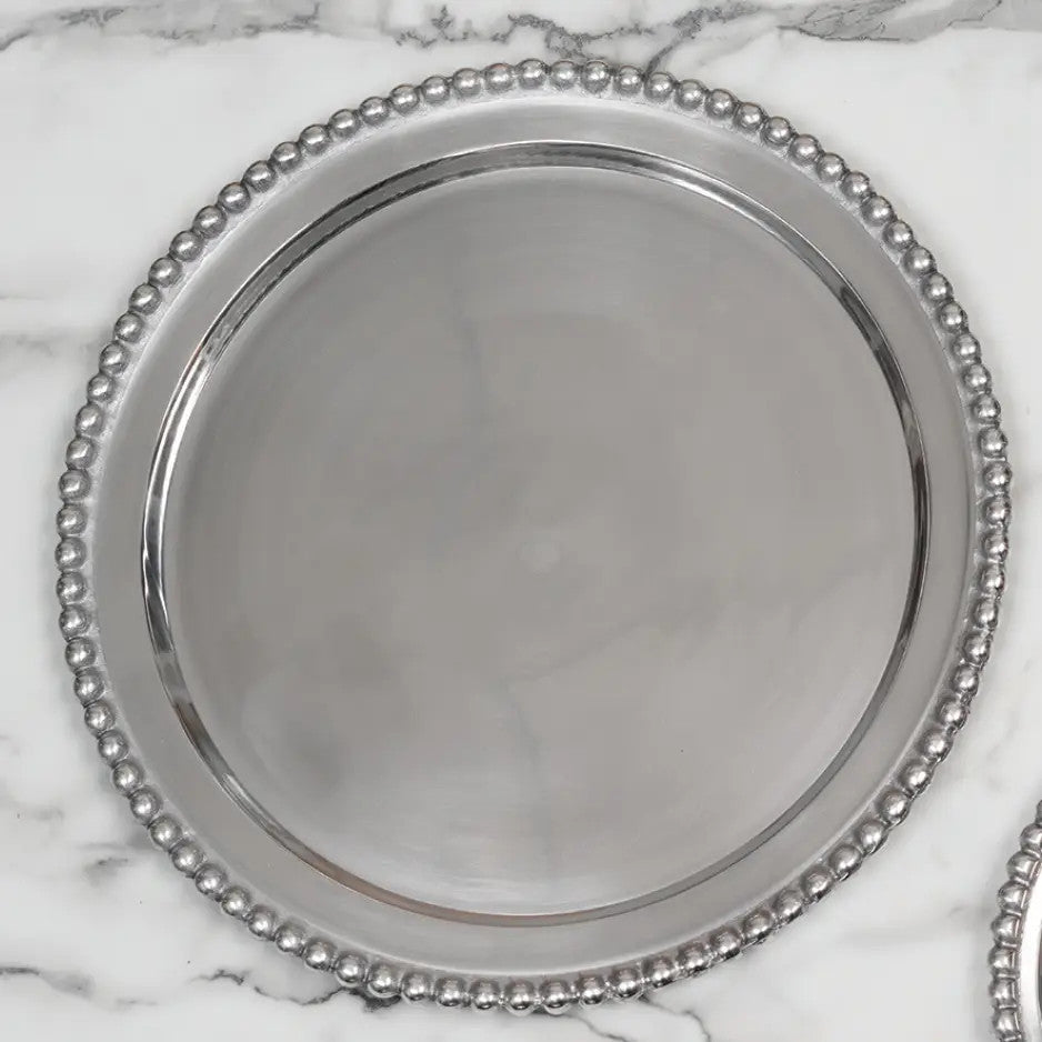 Beaded Round Tray, Large