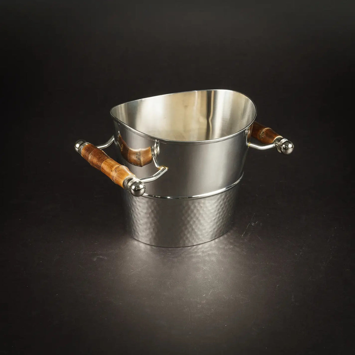 Classic Stainless Steel Ice Bucket with Wood Handles