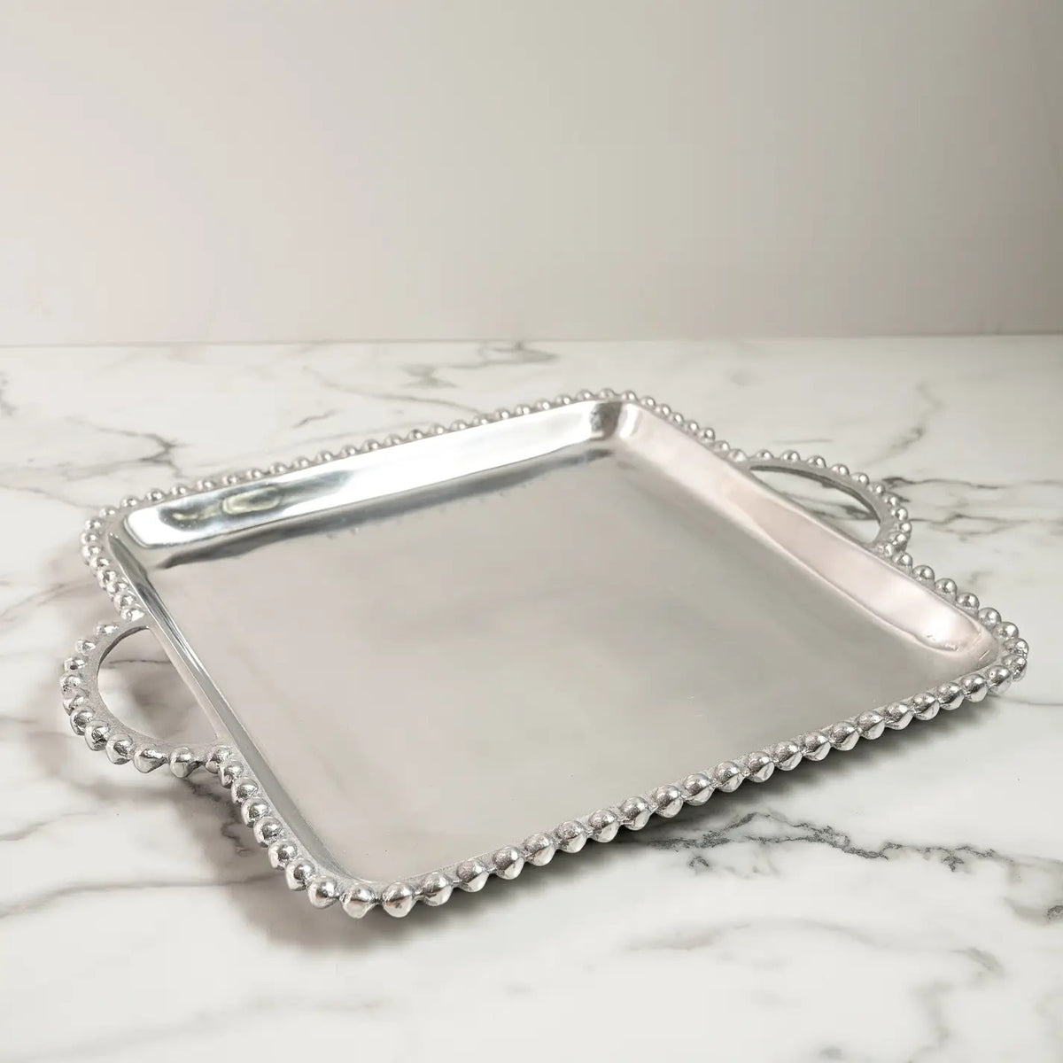 Square Beaded Handle Tray, 2