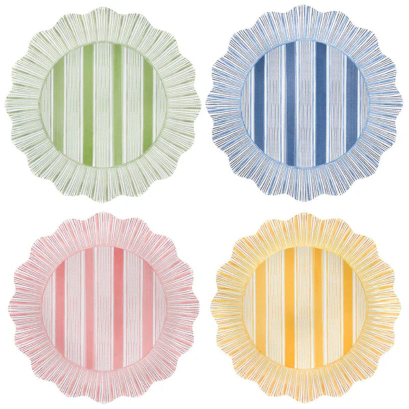 Cabana Stripe Melamine Dessert/Salad Plate Assorted Set/4 - Multi