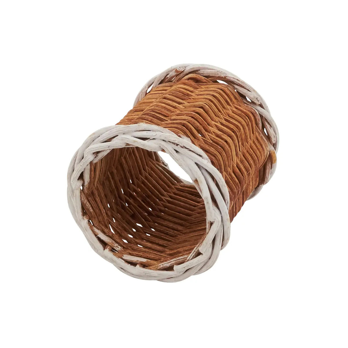 Two-Tone Caramel & White Rattan Napkin Ring