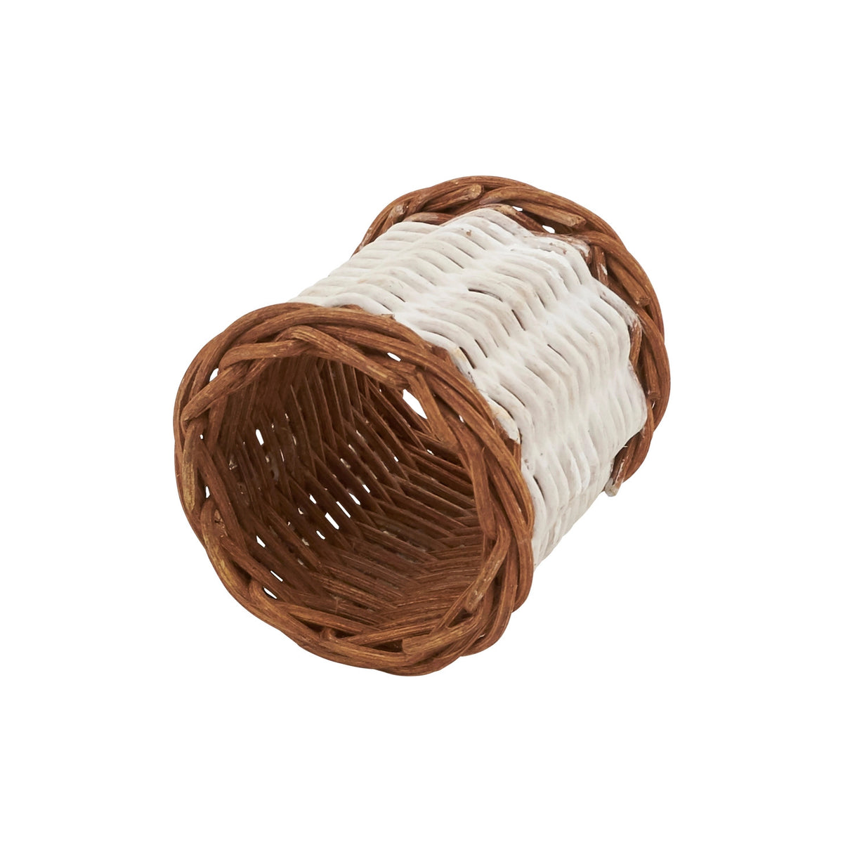 Two-Tone White & Caramel Rattan Napkin Ring