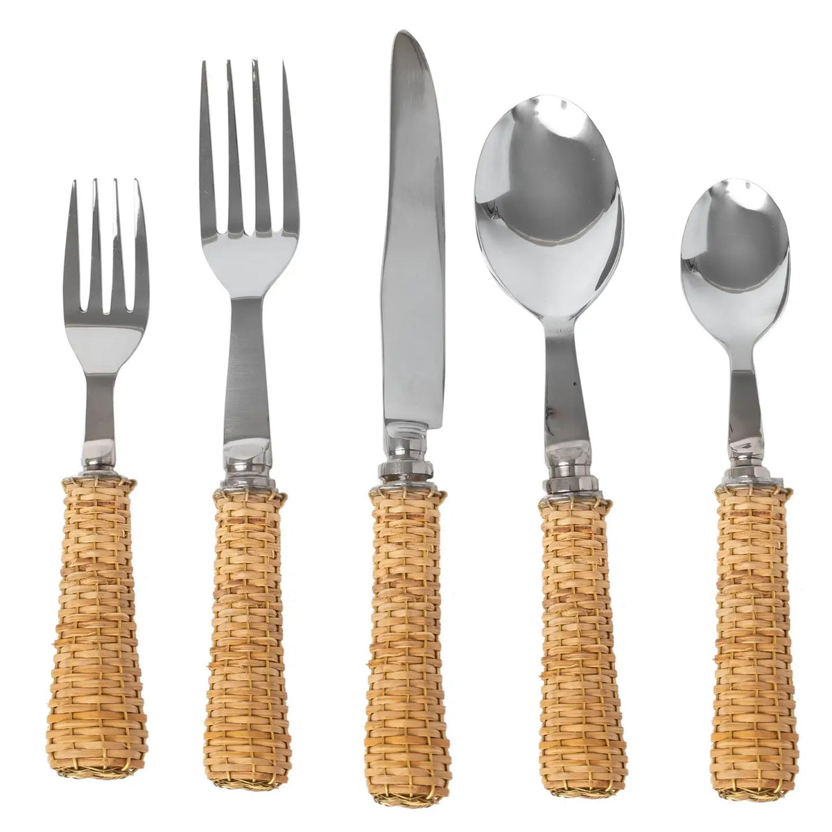Basketweave Five Piece Flatware Set