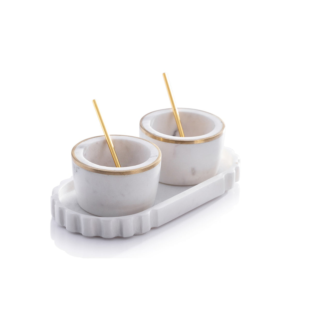 Marble Condiment Set ( Tray + 2 Bowls + 2 Spoons)