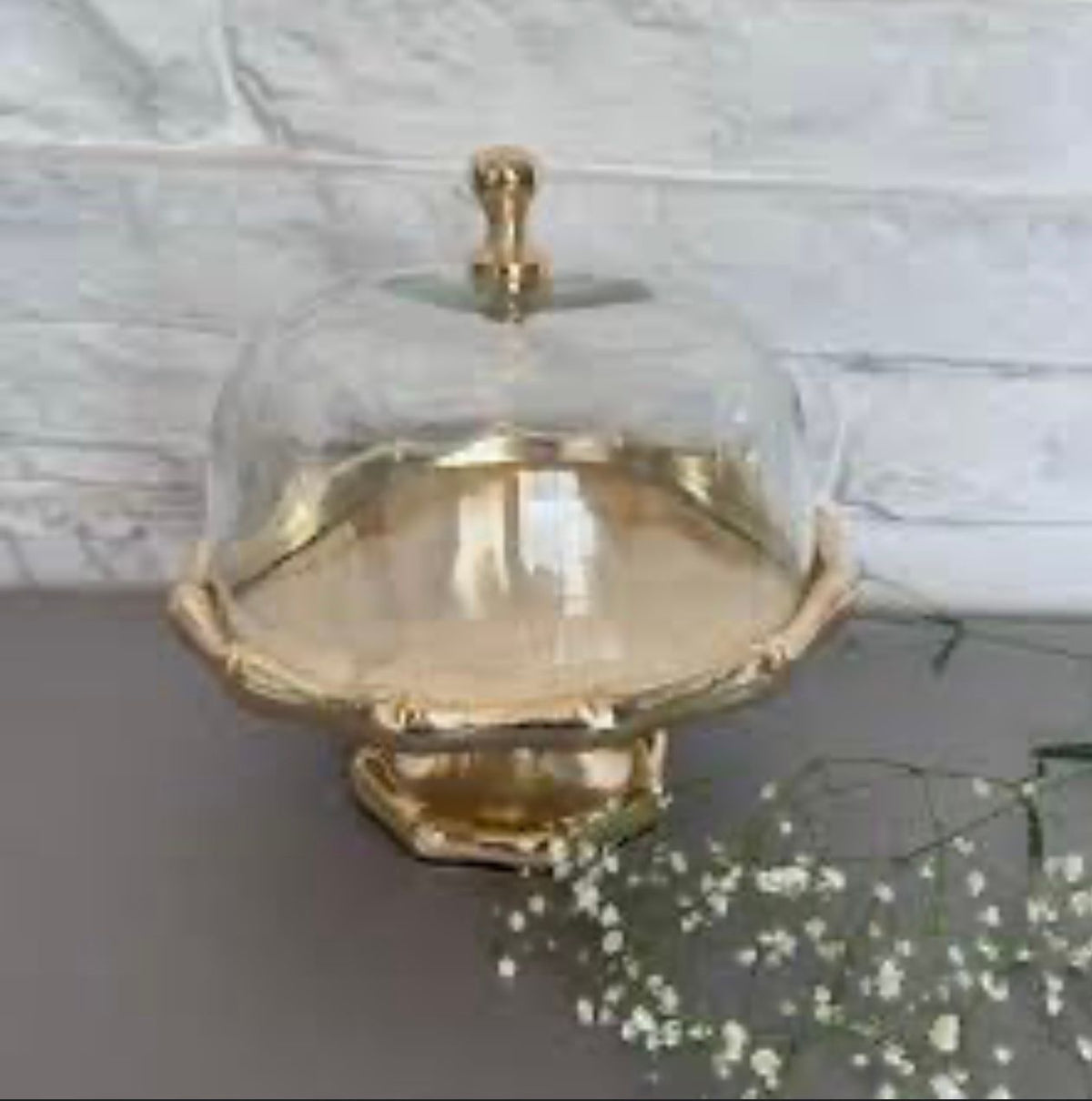 Gold Cheese Plate with Cloche
