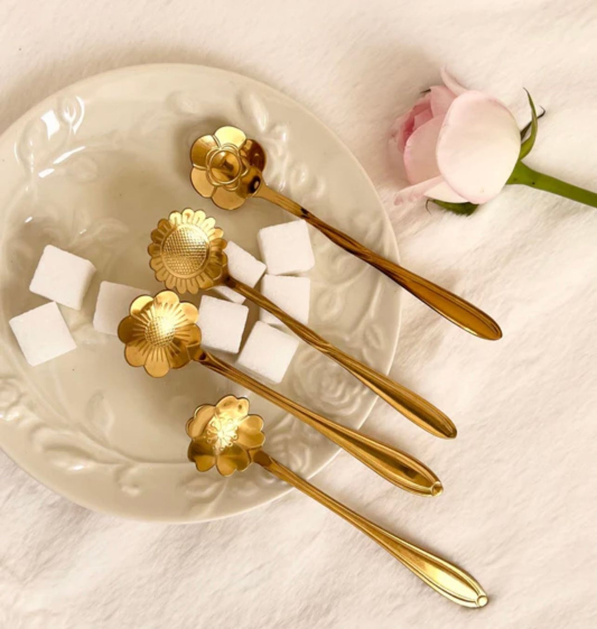Set of Four Gold Condiment/Tea Spoons
