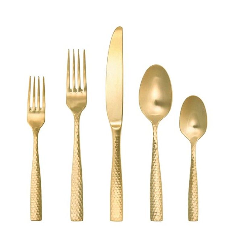 Lucca Faceted Gold Brushed 5Pc. Place Setting