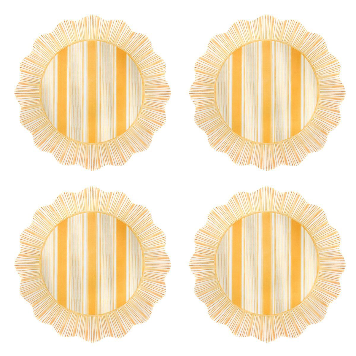 Cabana Stripe Melamine Dessert/Salad Plate Set/4 - Sunshine
