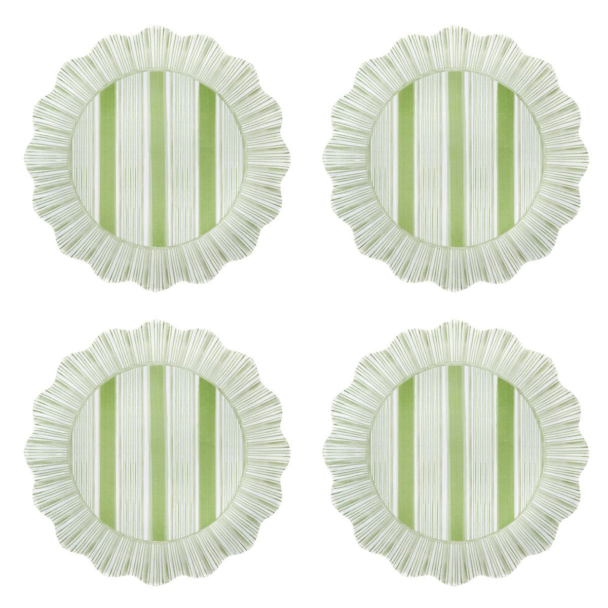 Cabana Stripe Melamine Dessert/Salad Plate Set/4 - Seagrass
