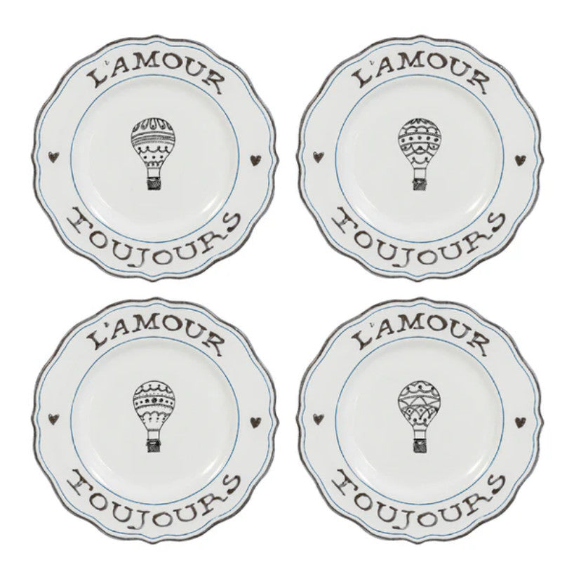 L'Amour Toujours Dessert/Salad Plate Assorted Set/4