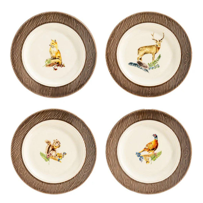 Forest Walk Animal Side/Cocktail Plate Assorted Set/4