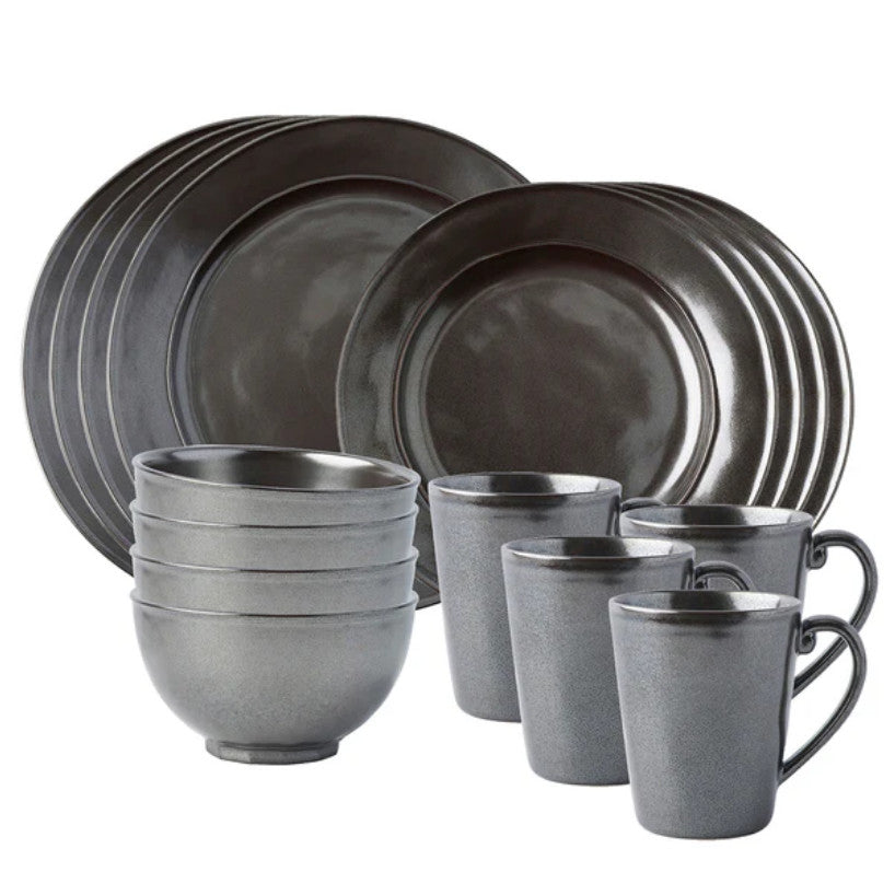 Pewter Stoneware 16pc Place Setting (KP01/91, KP02X/91, KP07/91, KP06X/91)