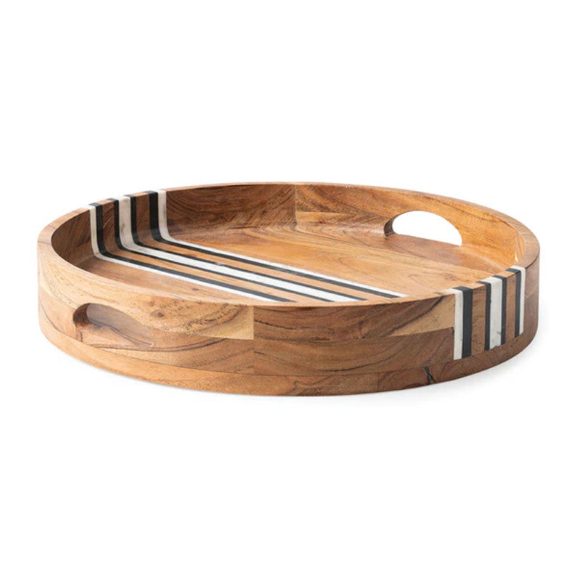 Stonewood Stripe 14" Round Tray