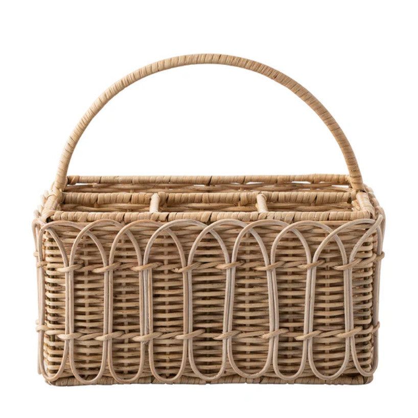 Provence Rattan Silverware Caddy - Whitewash