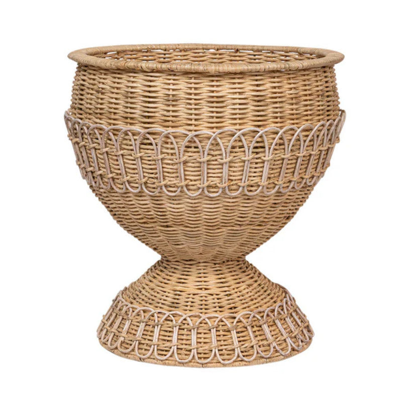 Provence Rattan Medium Urn - Whitewash