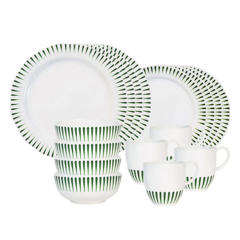 Sitio Stripe 16pc Place Setting - Basil (STS01/29, STS02/29, STS07/29, STS46/29)